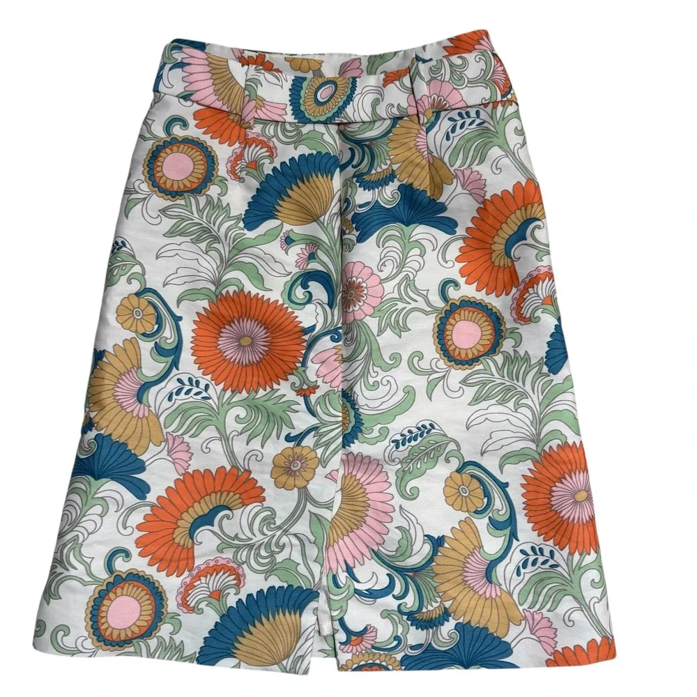 J Crew Retro‎ Floral  Wrap Tie Waist Pencil Skirt Size 0 Botanical Print